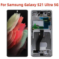 Original For Samsung Galaxy S21 Ultra Display With Frame 6.8" For S21 Ultra 5G SM-G998F/DS LCD Screen Touch Digitizer