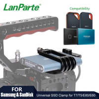 Lanparte SSD-C Clamp for San Disk E60 and Samsung T5 with Cable Clamp, Cold Shoe Mount and 1/4 Screw