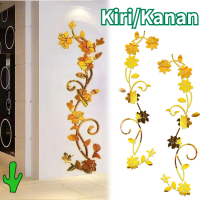 Stiker Dinding Decal Mural / Diy Acrylic Efek Cermin /Mural Decal Dekorasi Rumah /Bunga Stiker Dindi