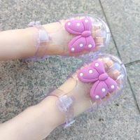 2023 PVC Children Summer Jelly Sandals Bowknot Baby Girl Princess Falt Rome Sandals Kids Fashion Beach Shoes SO106