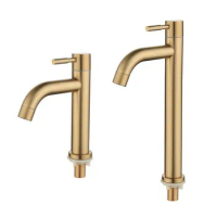 G1/2 Brush Gold Single Cold Basin Faucet SUS304 Stainless Steel Material Basin Bathroom Sink Tap Home/Hotel Fashion Faucet
