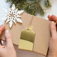 25/50PCS Gold Mirror Acrylic Christmas Tree Ornament, Stocking Gift Tag, Acrylic Blanks, Wedding Gift Tag, Luggage Tag,DIY Craft