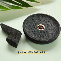 Cobek Batu Andesit Asli 18cm Anti Jamur GRATIS ULEKAN