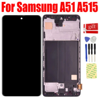 For Samsung Galaxy A51 LCD A515 A515F A515F/DS A515FD LCD Display Panel Module Touch Screen Digitizer Sensor Assembly Frame