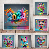 New 2024 5D Graffiti Art Poster Mickey Mouse Cartoon DIY Diamond Painting Hand Diamond Painting Embroidery Kids Home Decor Gifts