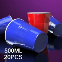 20pcs Cup Gelas Plastik Merah/Biru 500ml Plastic Red Party Cups Beer Pong Red Cup Gelas Plastik Pest