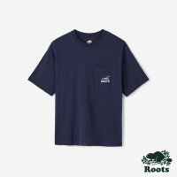 Roots 男裝- TRUE NATURE寬版口袋短袖T恤-軍藍色