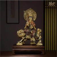 26.7 inches China Pure Brass 24K Genuine Manjuist Kwan-yin Bodhisattva Manjusri Buddha Statue Copper Decoration Home Gift