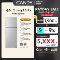 [ลดแรง]  Candy ตู้เย็นสองประตู ขนาด 7.6 คิว ความจุ 216 ลิตร ระบบอินเวอร์เตอร์ Inverter ประหยัดไฟ เบอ