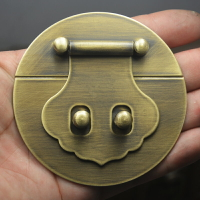 中式鎖扣搭扣箱扣樟木箱子銅配件老式舊家具8cm光面古銅雙孔鎖鼻