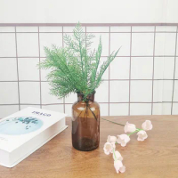 Simulation Green Plant for Living Room, 3D Pine Needle, Fake Christmas Tree Accessories, Seven Fork Ornament, 27 cm