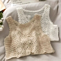 VEST RAJUT WANITA Vest Crop Top Rompi Rajut Serut Murah