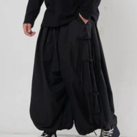 Wide-Leg Pants Ribbon Design Yamamoto Yaosi Style Dark Samurai Fat Ankle-Length Fashion