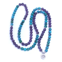 108 Mala Healing Bracelet Phoenix And Amerthyst Stone Bracelet Lotus Yoga Jewelry Laps Bracelets 108 Mala Beads Necklace
