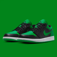 【NIKE 耐吉】休閒鞋 Air Jordan 1 Low GS Lucky Green 黑綠 女鞋 大童 553560-065