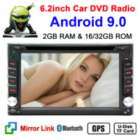 True 2G RAM! 6.2 inch Android 9.0 Car Multimedia Player Stereo 2din CD DVD GPS Bluetooth FM Autoradio WIFI USB OBD SWC Universal