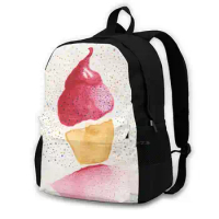 Cupcake Bag Backpack For Men Women Girls Teenage Black Moleskine Cupcake Icing Food Dessert Desert Sponge Watercolour