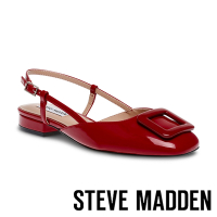 STEVE MADDEN-BELARI 漆皮方扣前包繞踝涼跟鞋-紅色