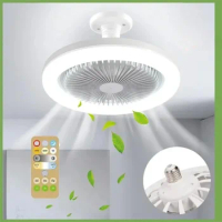 Smart Silent Ceiling Fans with Remote Control and Light 30W LED Lamp FanCeiling Fan for Sitting Room Bedroom E27 Converter Base