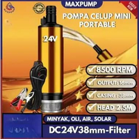 MAXPUMP DC24v-38mm-Filter Pompa Solar Celup Mini DC Submersible Pump Minyak Solar DC 24 volt Alat Se