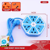 Stop Kontak & USB Soket Segi Enam Stop Kontak Saklar ON/OFF Colokan Multifungsi Vanstar Atn SNI HEXA