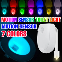LED Toilet Night Light LED RGB Toilet Lamp Smart PIR Motion Toilet Seat Light 5V Bathroom Lighting Lamp Indoor Waterproof Bulb