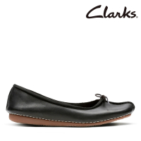 Clarks 女鞋 Freckle Ice 全皮面對縫線設計蝴蝶結平底鞋 娃娃鞋(CLF52929C)