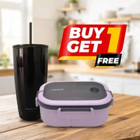Clearence Sale - LocknLock - Joyful Live 2in1 Lunch Box (Spoon And Chopstick) - Lcb943pup dan Botol 