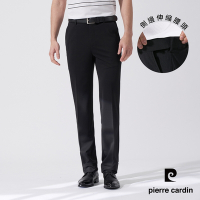 Pierre Cardin皮爾卡登 男裝 彈性暗紋平口西裝褲-黑色(5247845-99)