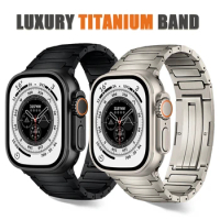 Luxury Titanium bracelet For Apple Watch 9 Ultra 2 49mm 45mm 44 42mm Men Link band For iWatch Ultra Series 8 7 6 5 4 3 Se correa