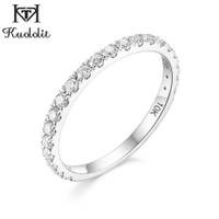 Kuololit แข็ง10พันแหวนทองคำขาวสำหรับผู้หญิงธรรมชาติ Moissanite Solitaire แหวนจับคู่ครึ่งนิรันดร์แต่งงานวงหมั้น