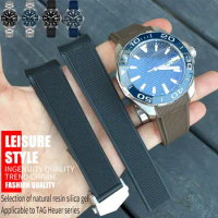 22mm New Style Rubber Silicone Watch Strap Black Blue Brown Watchband Suitable for Tag Heuer CARRERA AQUARACER Series Watch 20mm