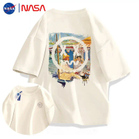 Áo thun nam tay ngắn NASA, áo lót cỡ lớn chất liệu cotton, áo cơ bản cho cặp đôi, họa tiết vintage M