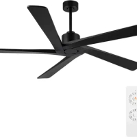 72 Inch DC Ceiling Fan No Light with 3 Downrods, 5 Reversible Carved Solid Wood Blades, 6-Speed Noiseless DC Motor, Ceili