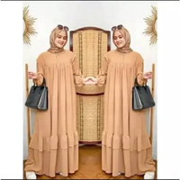 Baju Kalla Dress Gamis Maxy Wanita Crinkle Airflow Mocca