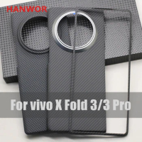 HANWOR 600D Ultra-thin Carbon Fiber Folding Case for VIVO X Fold 3 Pro Luxury Aramid Fiber X Fold 3 Foldable Phone Cover