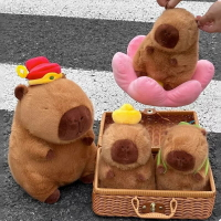 佛系卡皮巴拉公仔玩偶毛絨玩具抱枕水豚娃娃卡皮扒拉啪圈