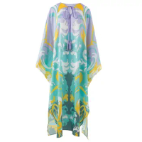 HIGH QUALITY Luxury Designer Women Kaftan Dress Printed Long Maxi Silk Dresses For Women Runway Fashion 2023