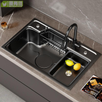 納米304不銹鋼日式大單槽水槽廚房臺下盆家用洗菜盆洗碗池洗手池