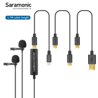 Saramonic LavMicro+DC2M Dual-head Lavalier Microphone for iOS Lightning USB Type-C devices Computers Vlog Broadcast Video Shoot