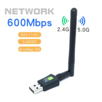 Wireless USB WiFi Adapter 600Mbps wifi Dongle PC Network Card Dual Band wifi 5 Adapter Lan USB Ethernet Receiver