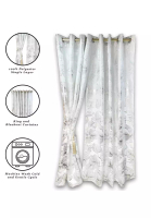 RamsHomeDecor RamsHomeDecor Single Layer Curtain / Ring Curtain / Foil Printed Curtain / Curtain Rod Type Grommets Blackout / Window Bedroom Sliding Door / Langsir Bilik Pintu Tingkap / Tirai / Langsir - Hibiscus - (54"x63") - White
