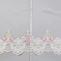 2Yards White Handmade DIY Clothing Accessories Floral Embroidery Lace Fabric Curtains Sofa Lace Trim 20cm Width