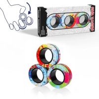 Magnetic Ring Fidget Spinner Toys Set 3Pcs camo Fingers Magnet Rings ADHD Stress Relief Magical Toys for Kids Anxiety