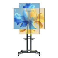 KLC-L65-X TV Horizontal and Vertical Screen Rotation Switching Mobile Cart Advertising Machine Floor Stand 32-65 inches