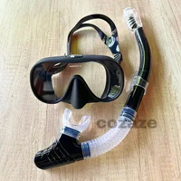Snorkeling Set Cozaze Frameless-Diving Mask-Snorkel-Snorkling Black