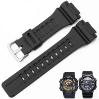 Waterproof Sweat-Proof Silicone Watch Strap for Casio F-180WH Men Convex Interface Black SGW-300H/500H/400H 18mm Watchbands