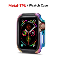 stainless steel Cover For Apple watch case 45mm 41mm 44mm 40mm TPU+Metal Bumper Protector Accessories iWatch series 4 3 5 SE 6 7