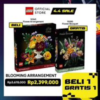 Beli 1 Gratis 1 - LEGO Botanicals 10345 Flower Arrangement + LEGO Botanicals 10280 Flower Bouquet