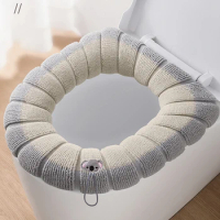 Winter Warm Toilet Seat Cover Waterpoof Soft Closestool Mat Bathroom Pad O-shape Toilet Seat Bidet Toilet Cover Accessories